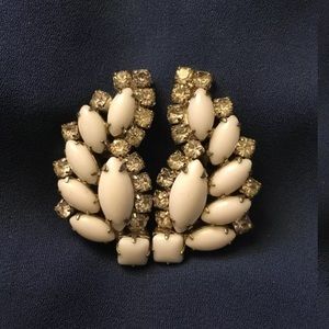 Vnt Silver Earrings Glass Cabochons Rhinestones